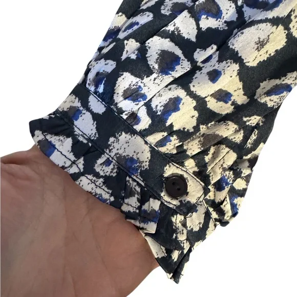 NWT  Sofia by Sofia Vergara NAVY LEOPARD PRINT BLOUSE XLARGE    #J - Picture 5 of 9